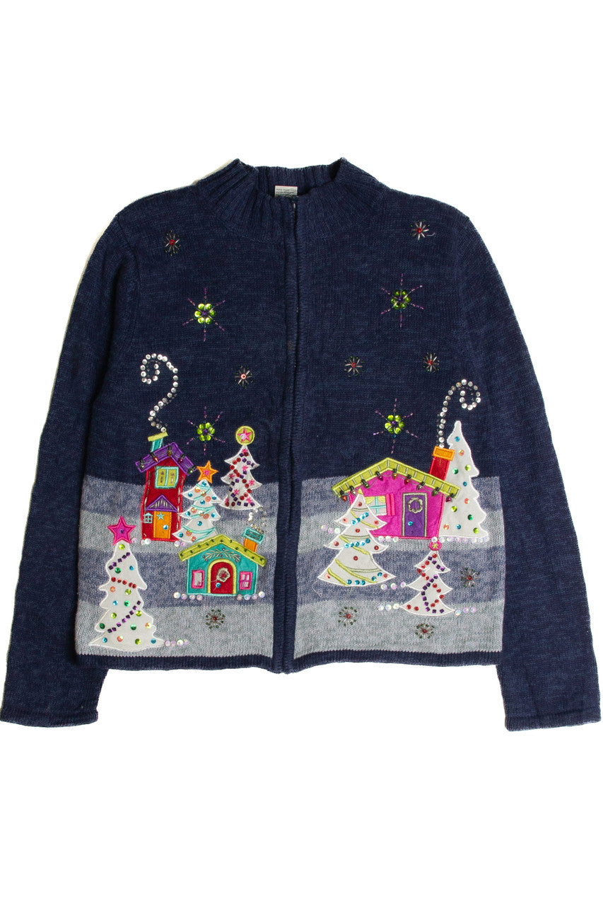 Vintage Blue Ugly Christmas Cardigan 62744