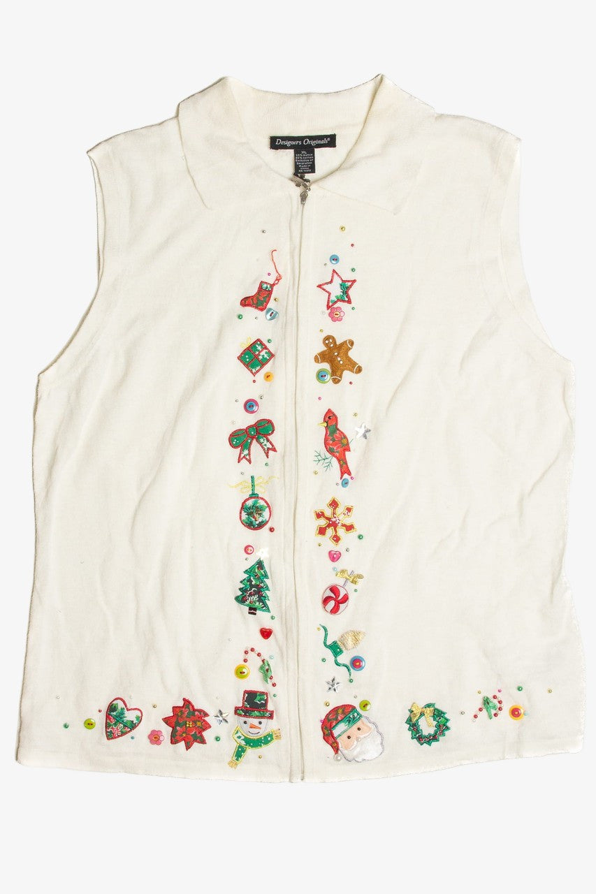 Vintage White Ugly Christmas Vest 62299