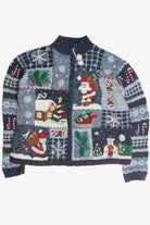 Vintage Blue Ugly Christmas Cardigan 60900