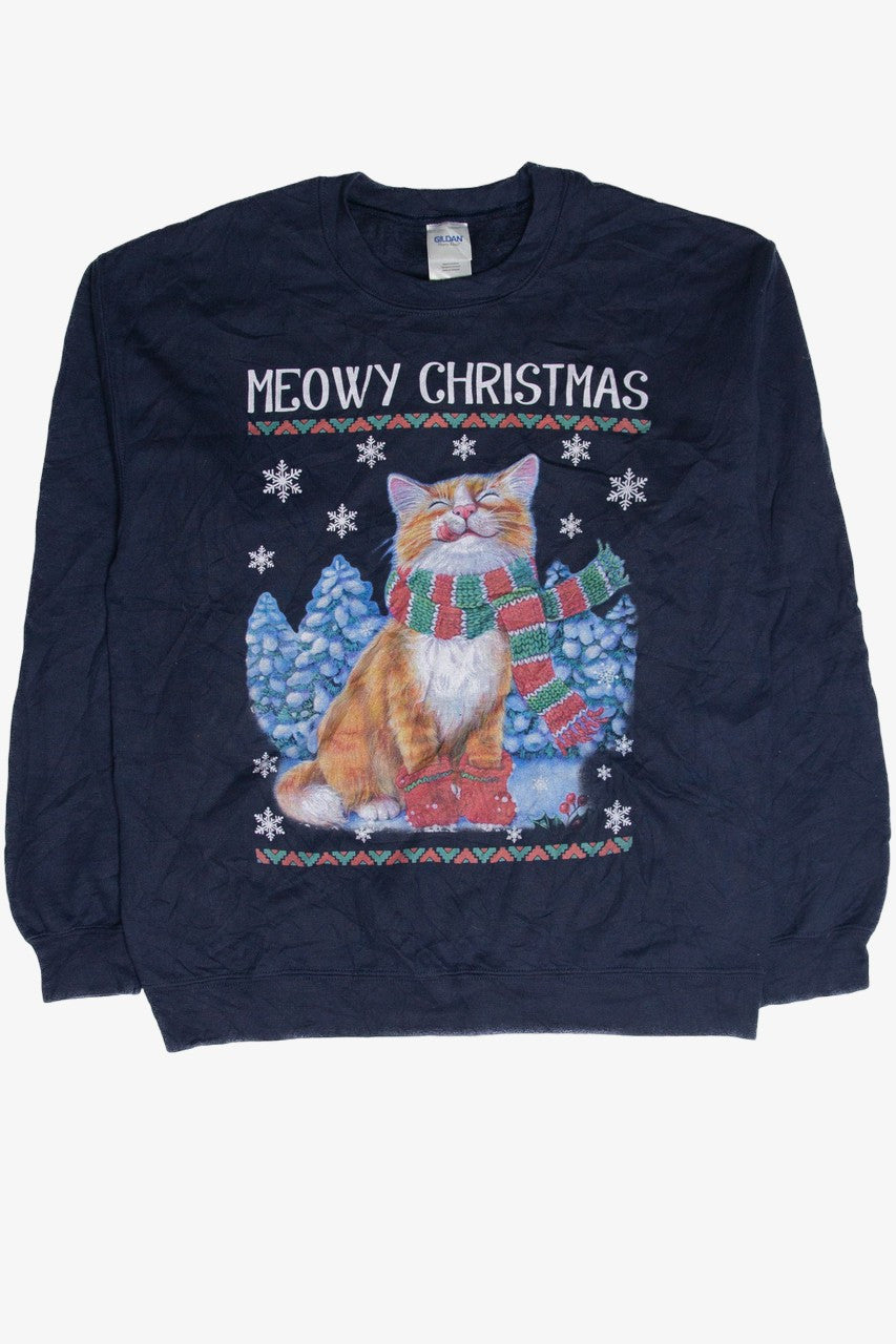 Blue "Meowy Christmas" Holiday Sweatshirt