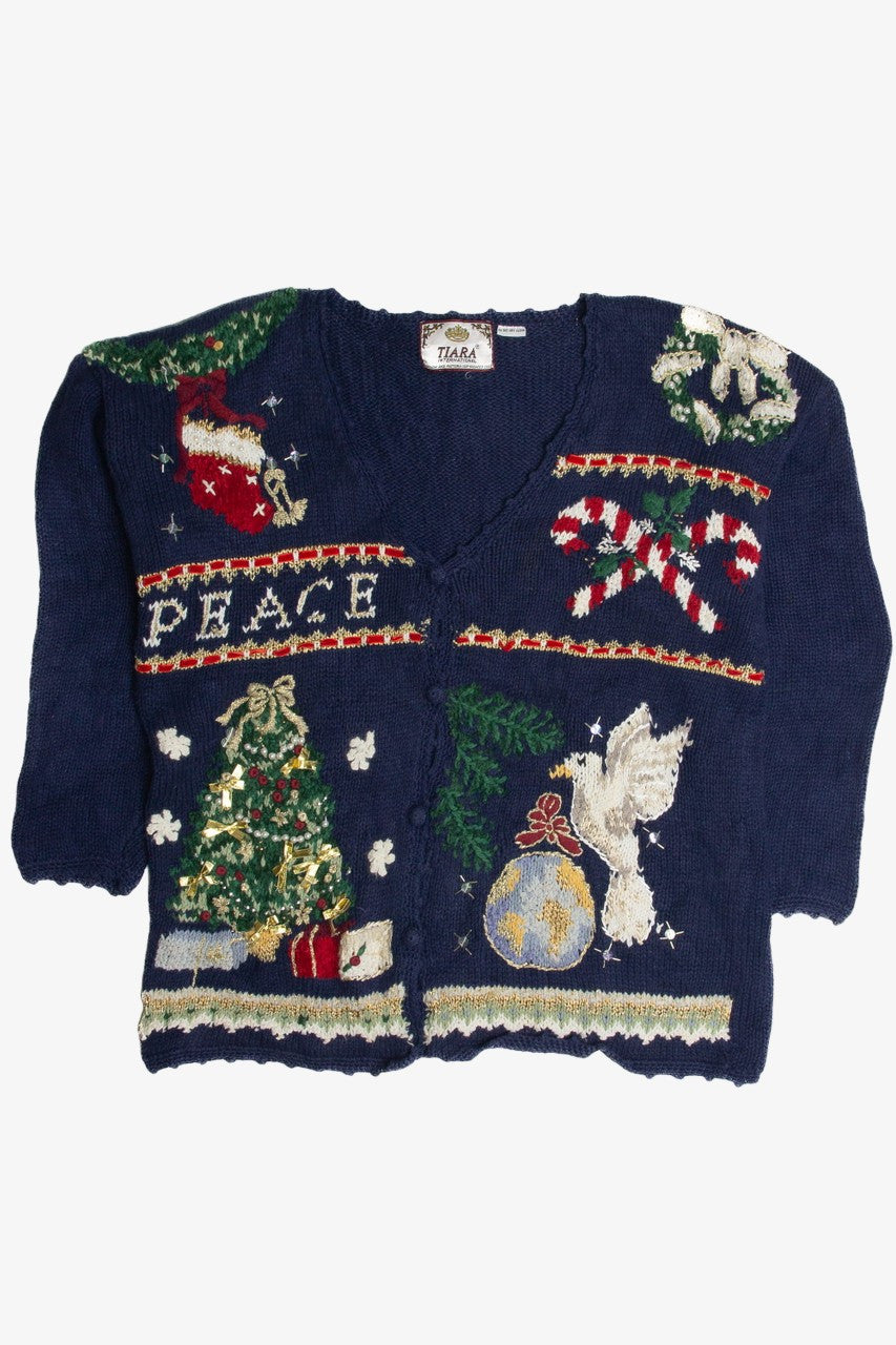 Vintage Blue Ugly Christmas Cardigan 59566