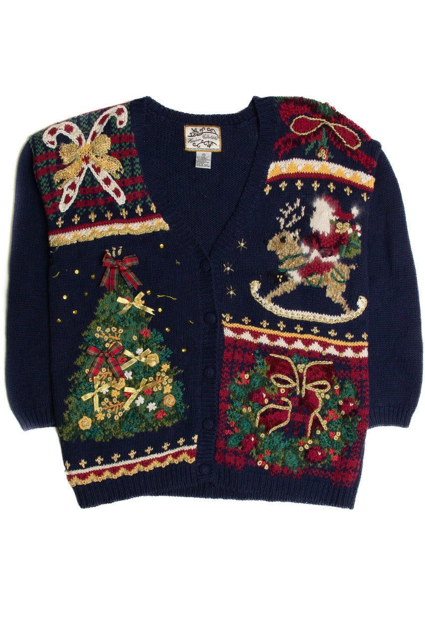 Vintage Blue Ugly Christmas Cardigan 62706