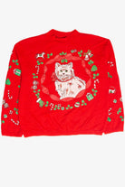 Vintage Red Cat Holiday Sweatshirt 63072