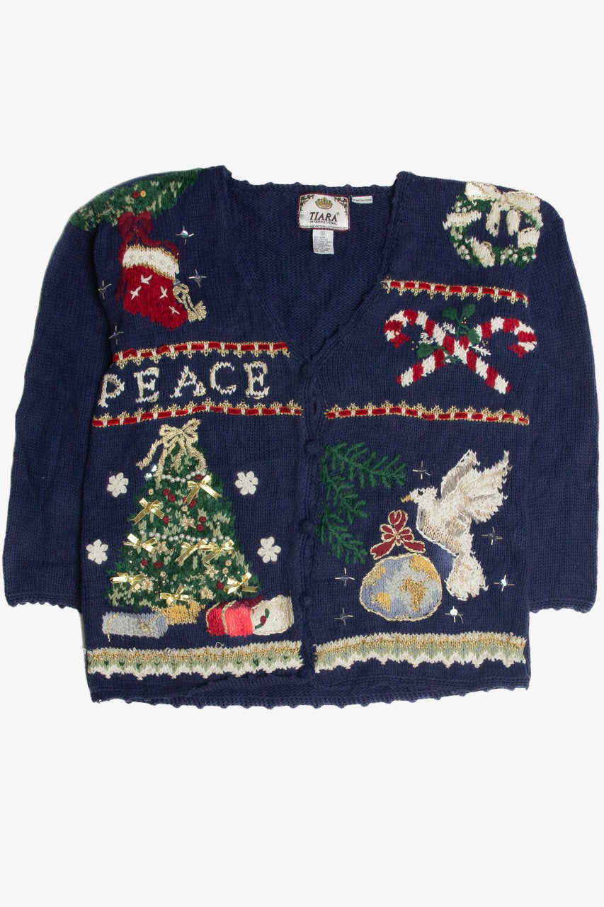 Vintage Blue Ugly Christmas Cardigan 62456
