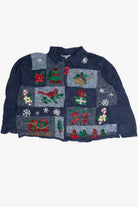 Vintage Blue Ugly Christmas Cardigan 59893