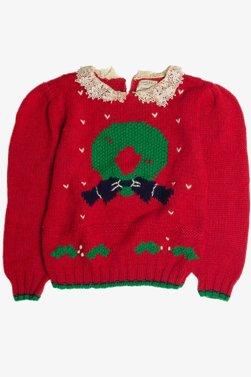 古着 used hand knit wool 100% Christmas Vintage Jones New York ICE SKATE SKI CHRISTMAS Sweater Hand