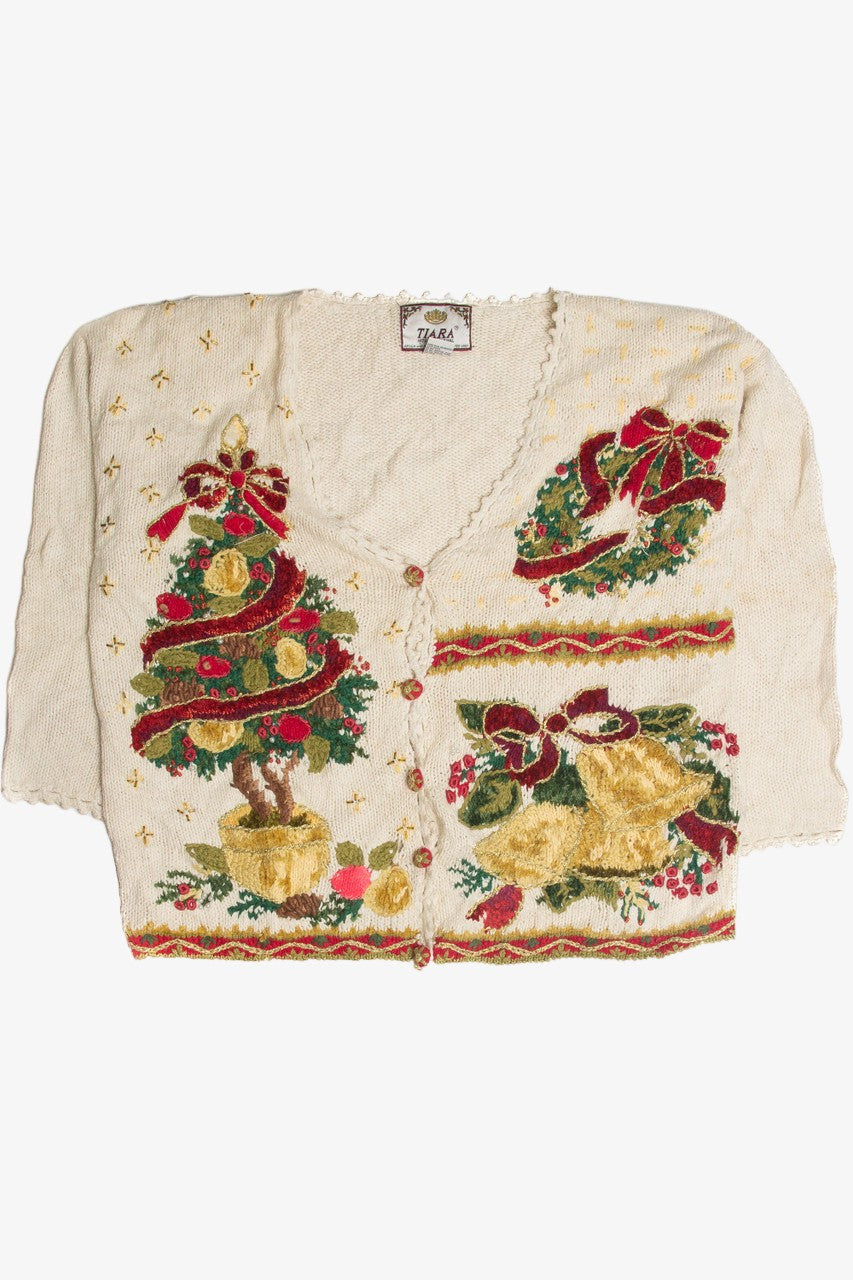 Vintage White Ugly Christmas Cardigan 62374