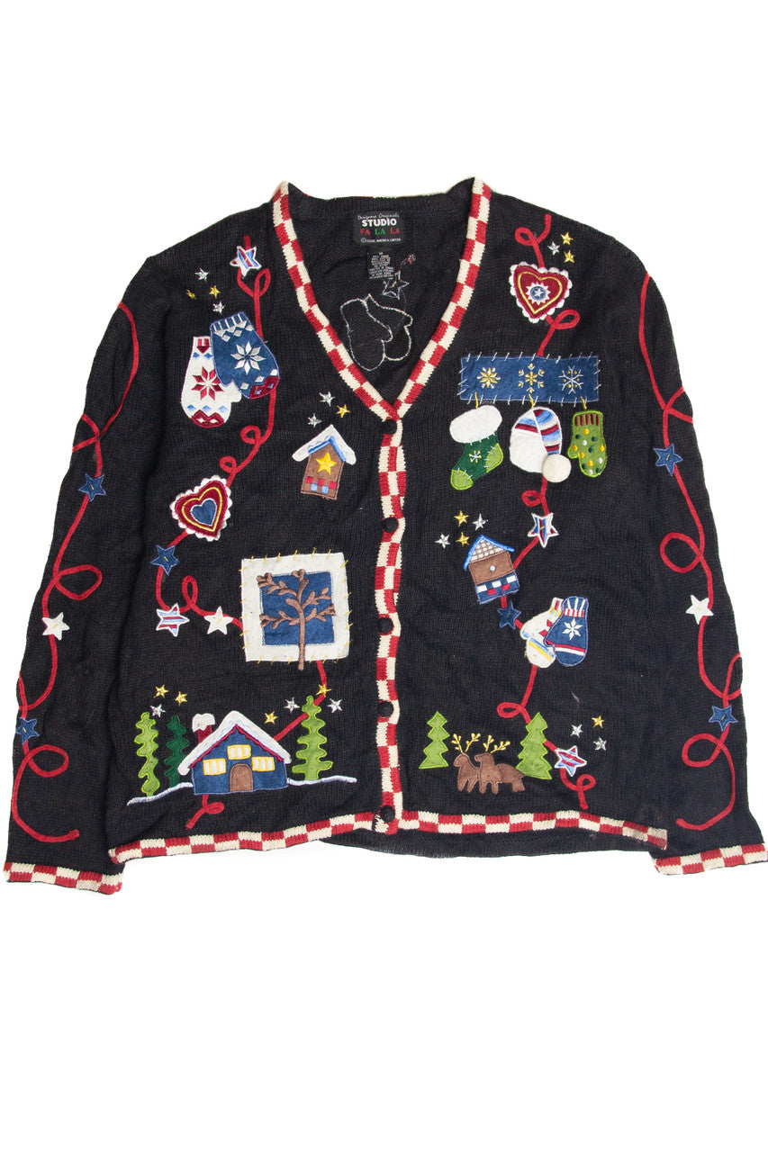 Vintage Black Ugly Christmas Cardigan 63124