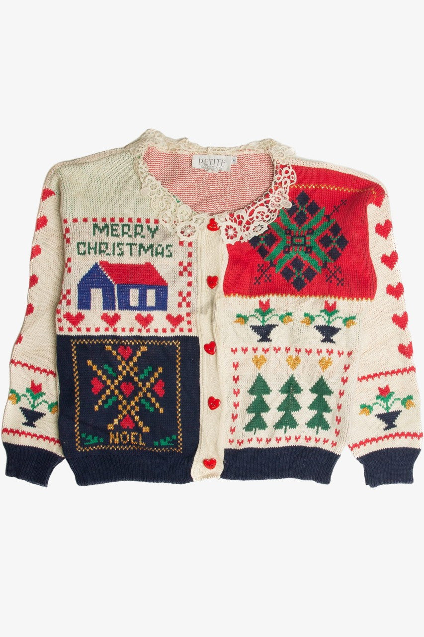 Vintage White Ugly Christmas Cardigan  Ugly Christmas Sweater