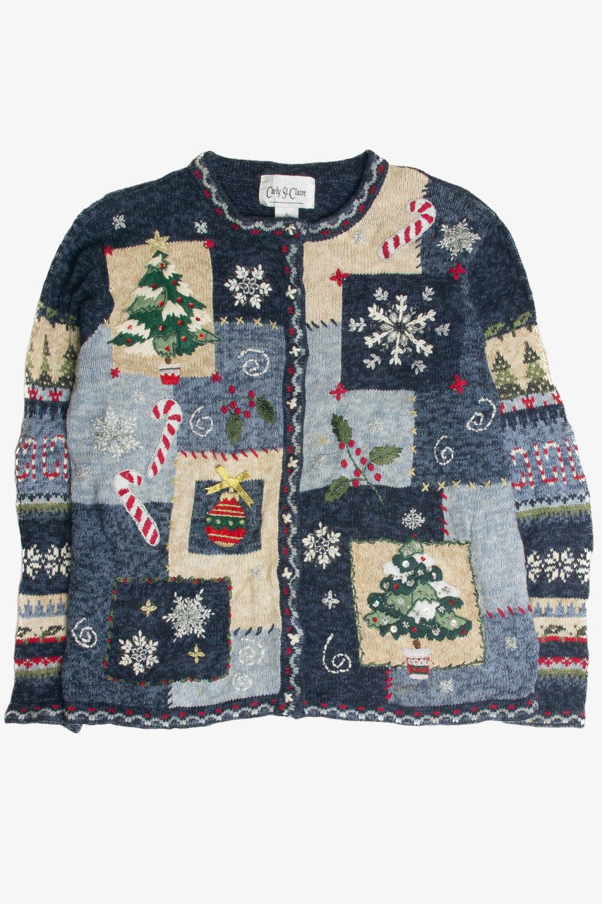 Vintage Blue Ugly Christmas Cardigan 60902