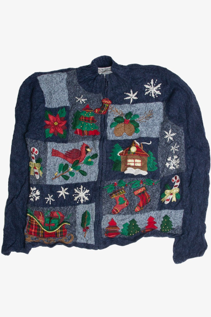 Vintage Blue Ugly Christmas Cardigan 60891