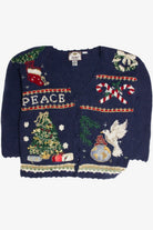Vintage Blue Ugly Christmas Cardigan 59799