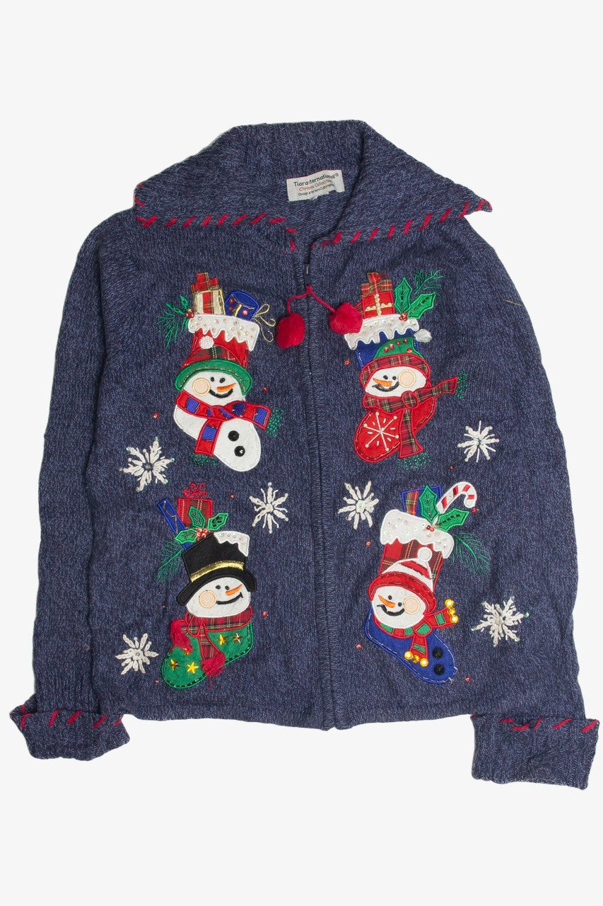 Vintage Blue Ugly Christmas Cardigan 60898
