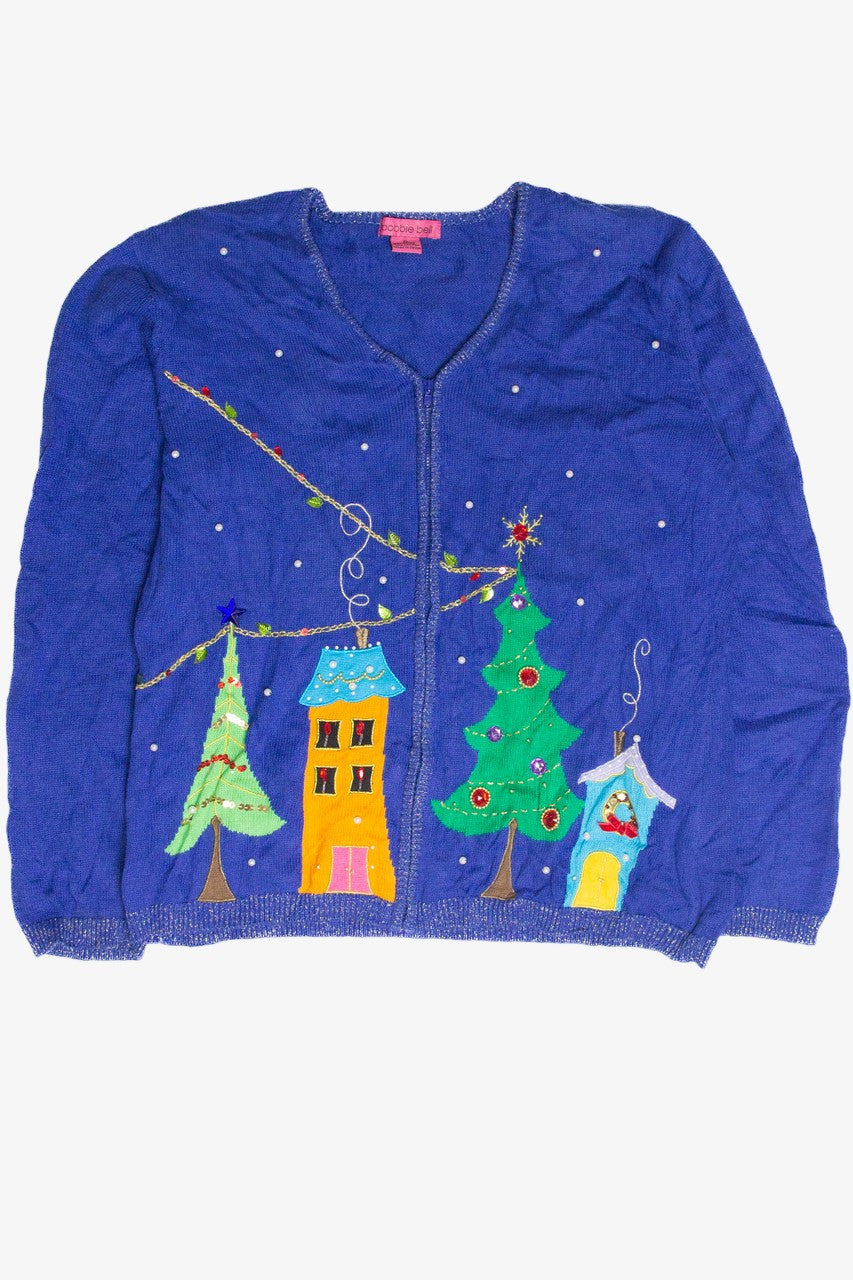 Vintage Blue Ugly Christmas Cardigan 63092