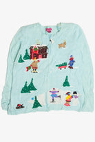 Vintage Blue Ugly Christmas Cardigan 60948