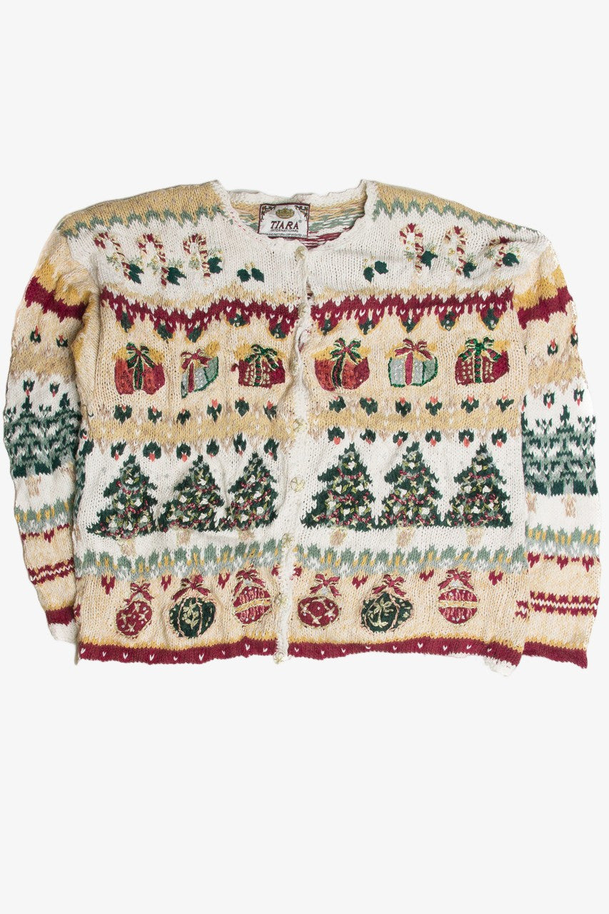 Vintage White Ugly Christmas Cardigan 62457