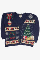 Vintage Blue Ugly Christmas Cardigan 59888