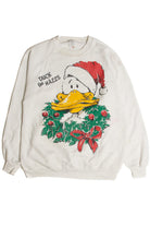 Vintage White Duck The Halls Christmas Sweatshirt