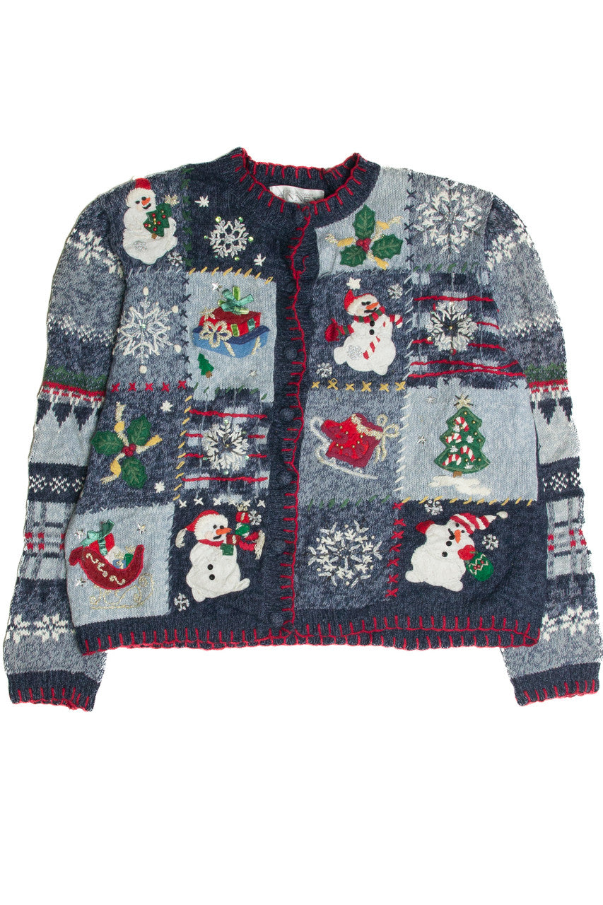 Vintage Blue Ugly Christmas Cardigan 60910