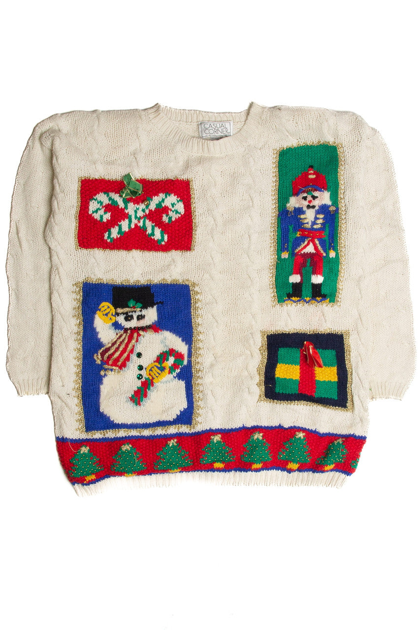 Vintage White Ugly Christmas Sweater 62861