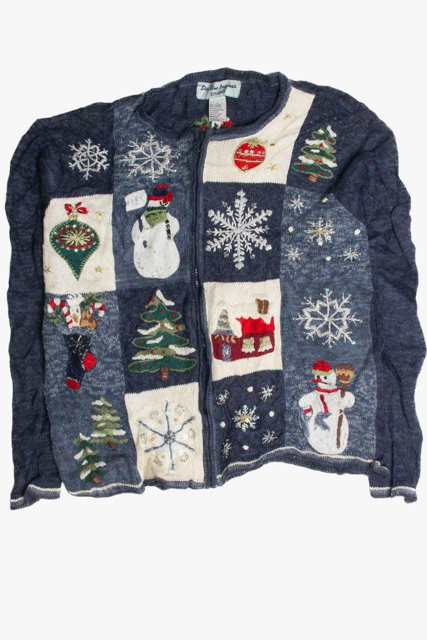 Vintage Blue Ugly Christmas Cardigan 59996