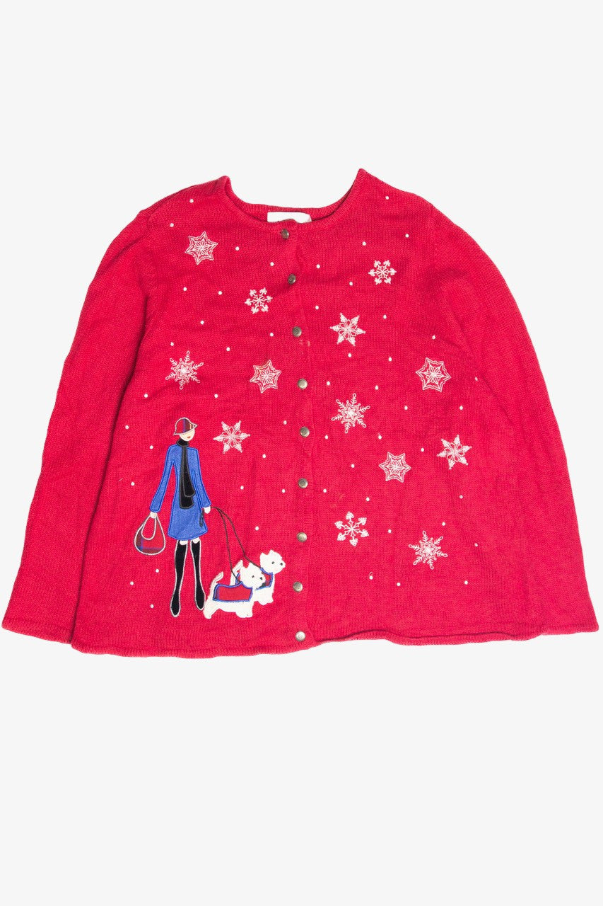 Vintage Red Dog Walker Ugly Christmas Cardigan 63240