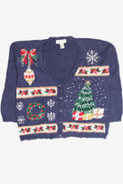 Vintage Blue Ugly Christmas Cardigan 63182