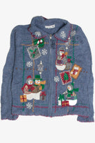 Vintage Blue Ugly Christmas Cardigan 60890