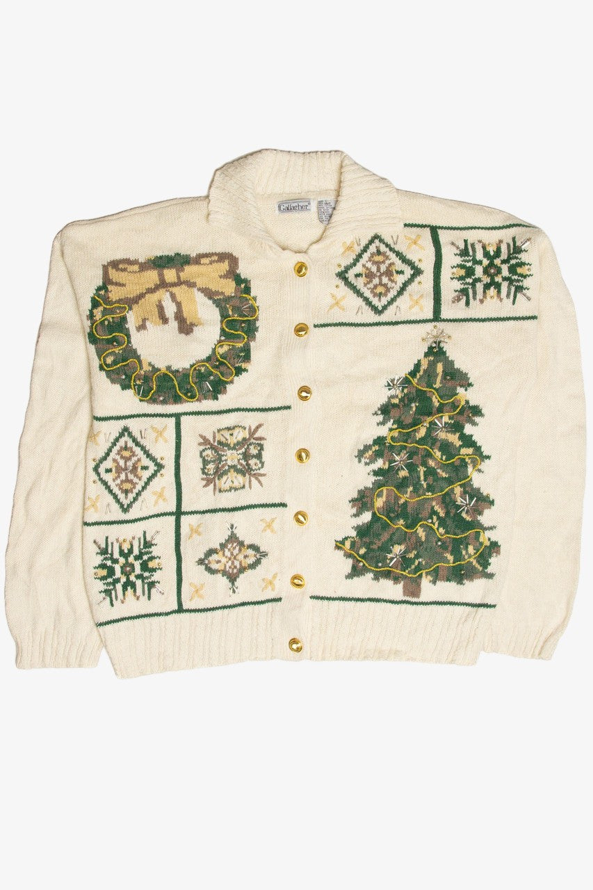 Vintage White Ugly Christmas Cardigan 63281