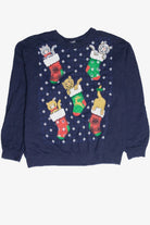 Vintage Blue Cat Holiday Sweatshirt