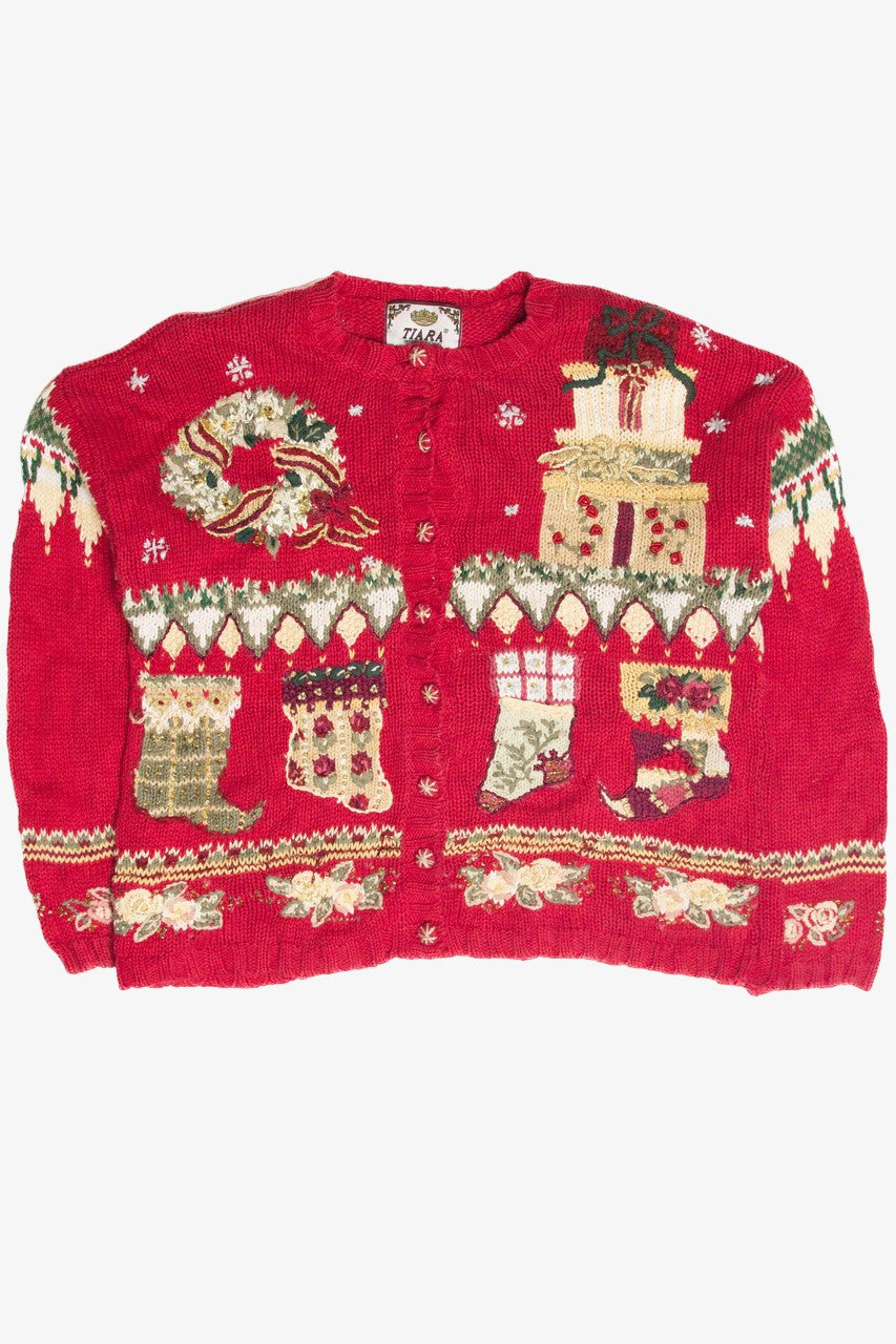 Vintage Red Ugly Christmas Cardigan 63381