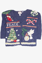 Vintage Blue Ugly Christmas Cardigan 63198
