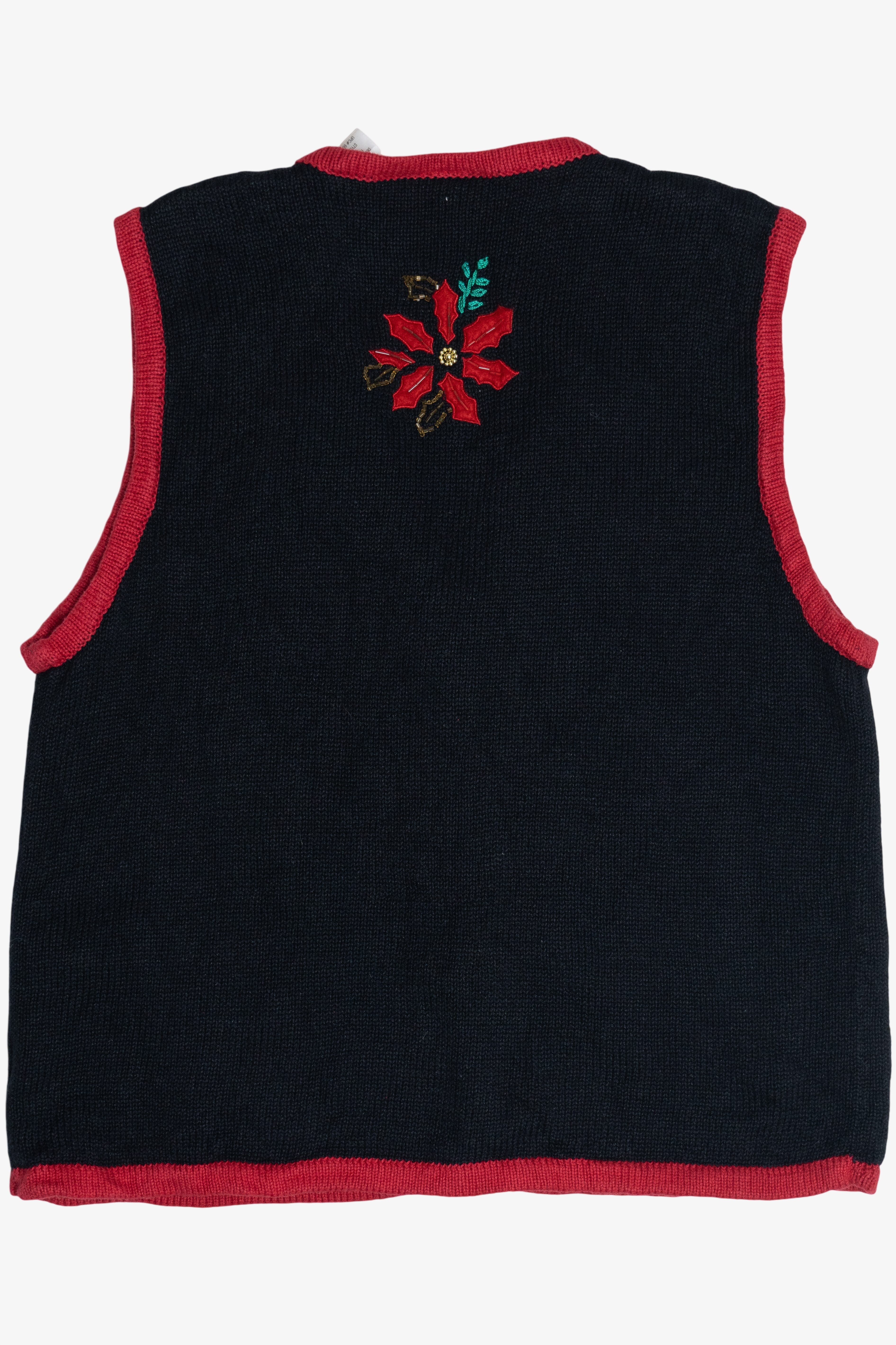 Vintage Bobbie Brooks Poinsettias Ugly Christmas Vest (1990s)