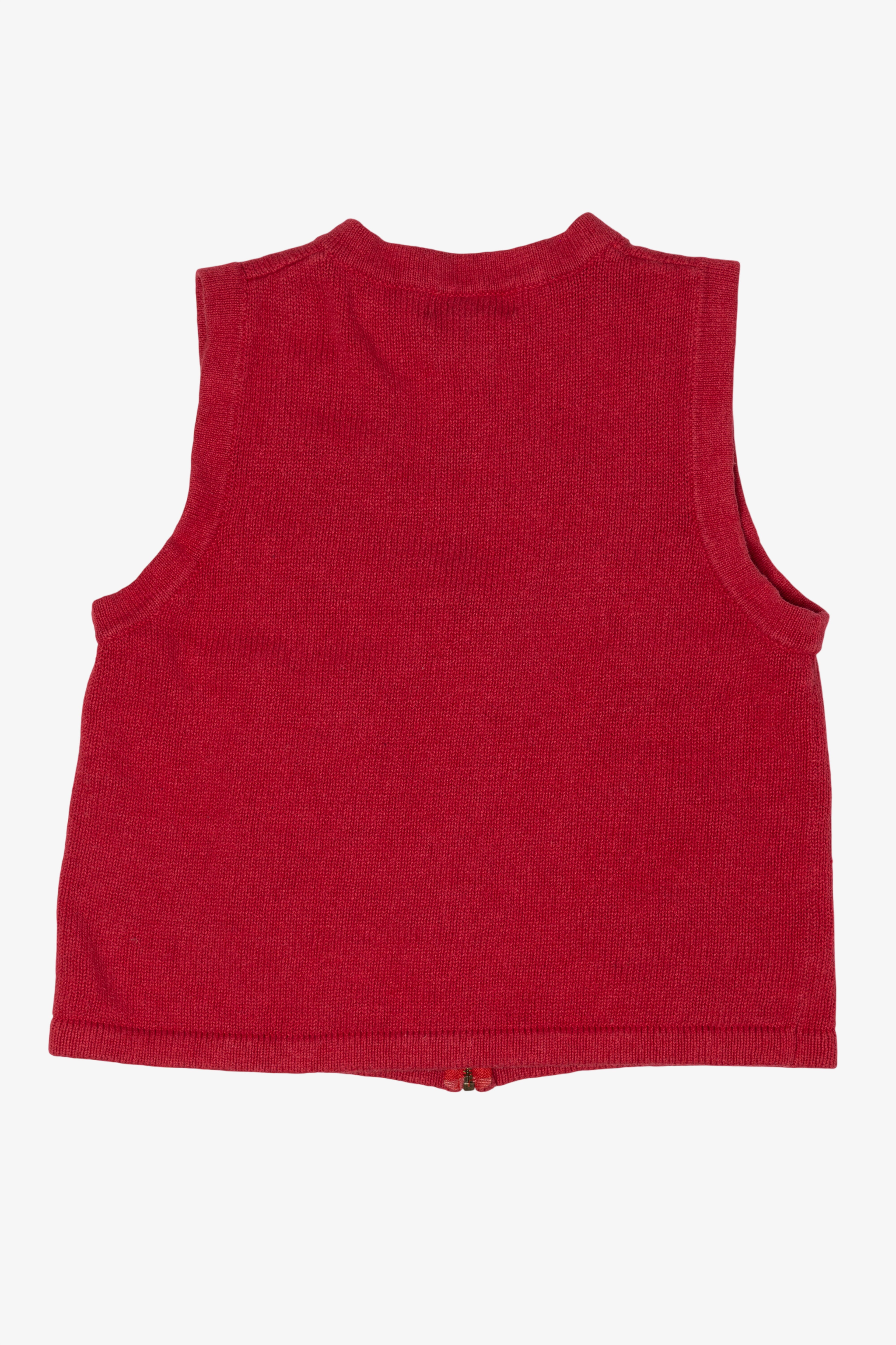 Vintage Red All Points Snowmen Skiing Ugly Christmas Vest (1990s)