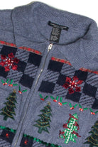 Vintage Blue Ugly Christmas Cardigan 60895