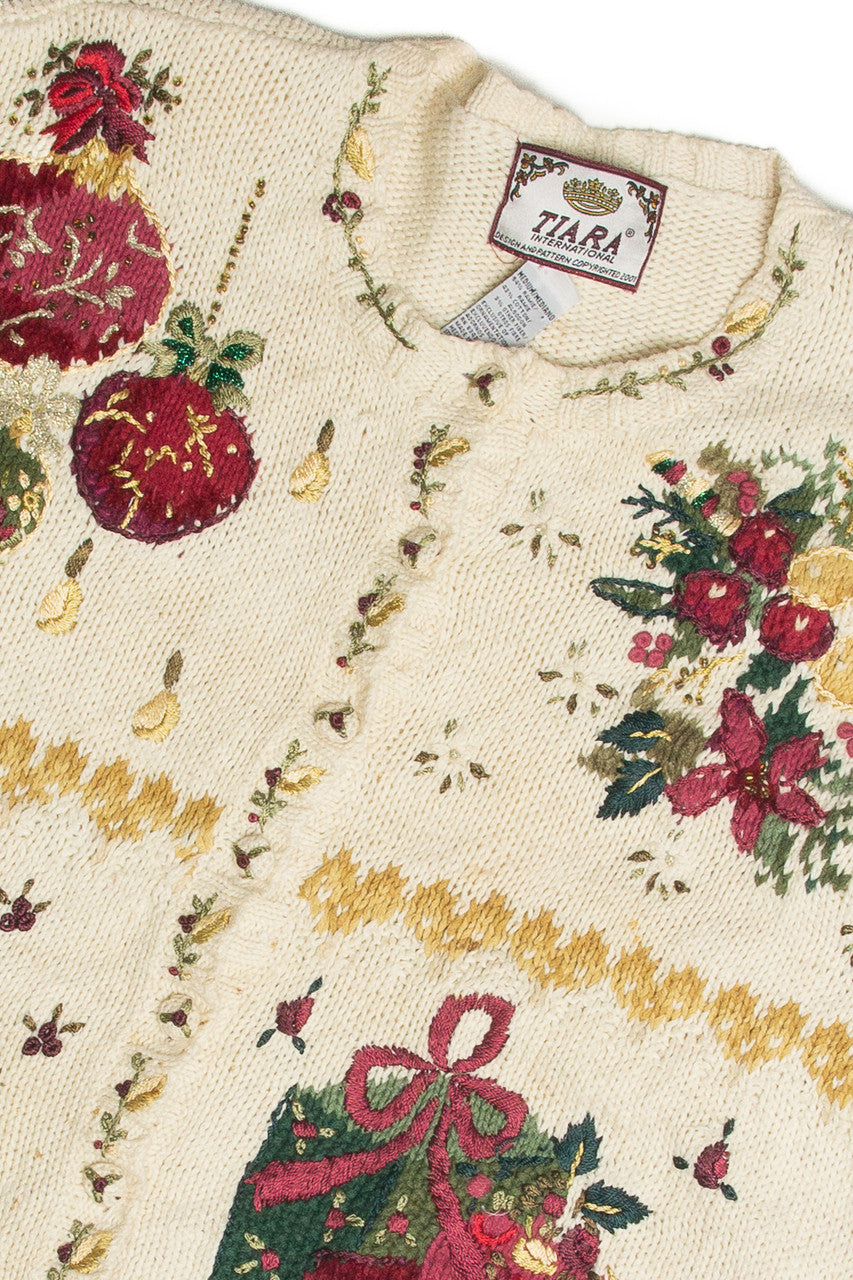Vintage White Ugly Christmas Cardigan 60937