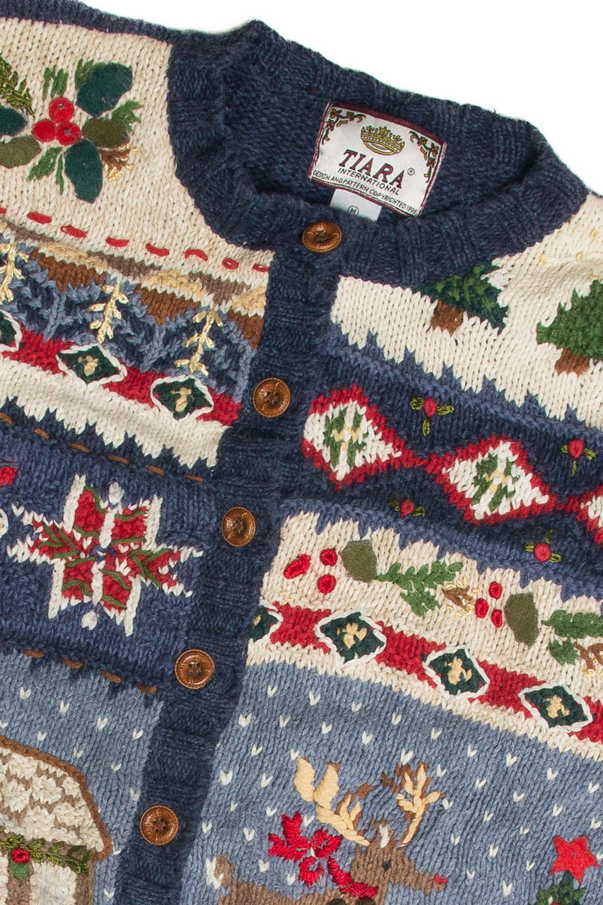 Vintage Blue Ugly Christmas Cardigan 59801