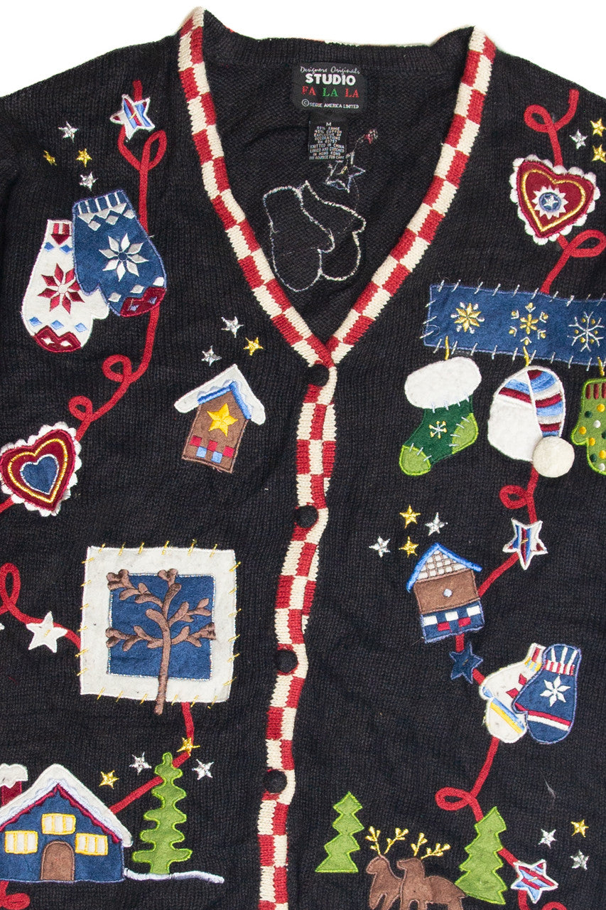 Vintage Black Ugly Christmas Cardigan 63124