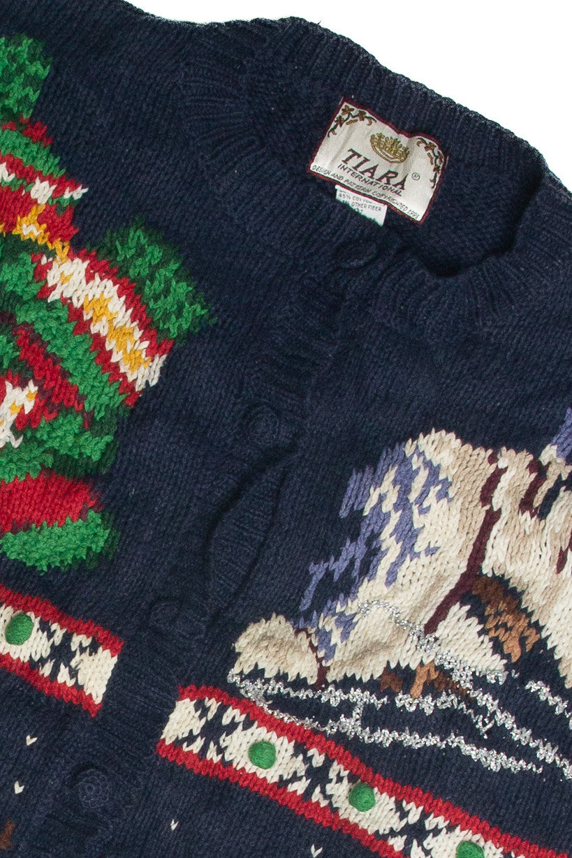 Vintage Blue Ugly Christmas Cardigan 59901