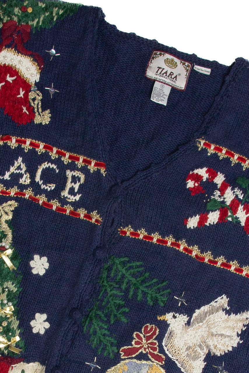 Vintage Blue Ugly Christmas Cardigan 62456