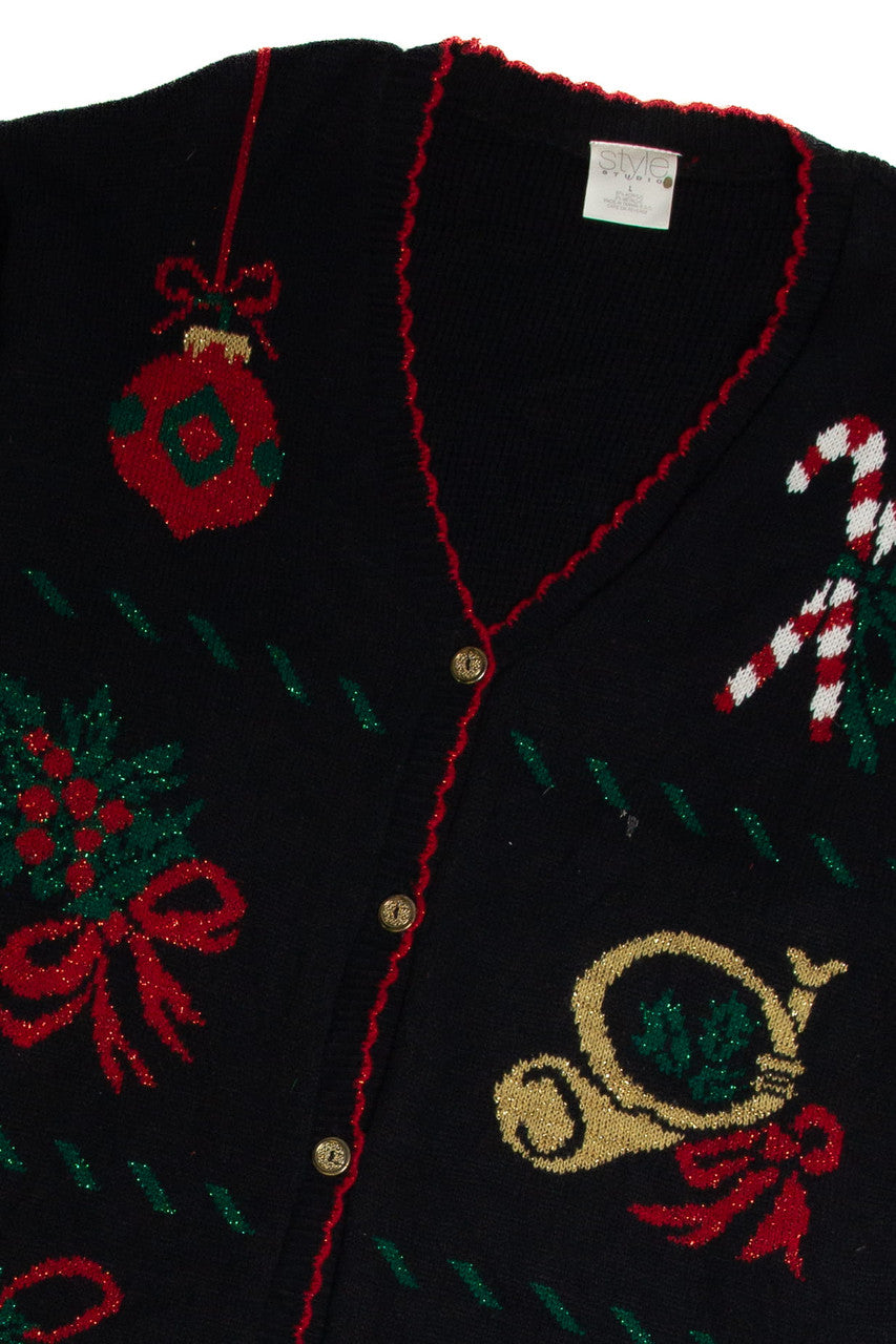Vintage Black Ugly Christmas Cardigan 62731