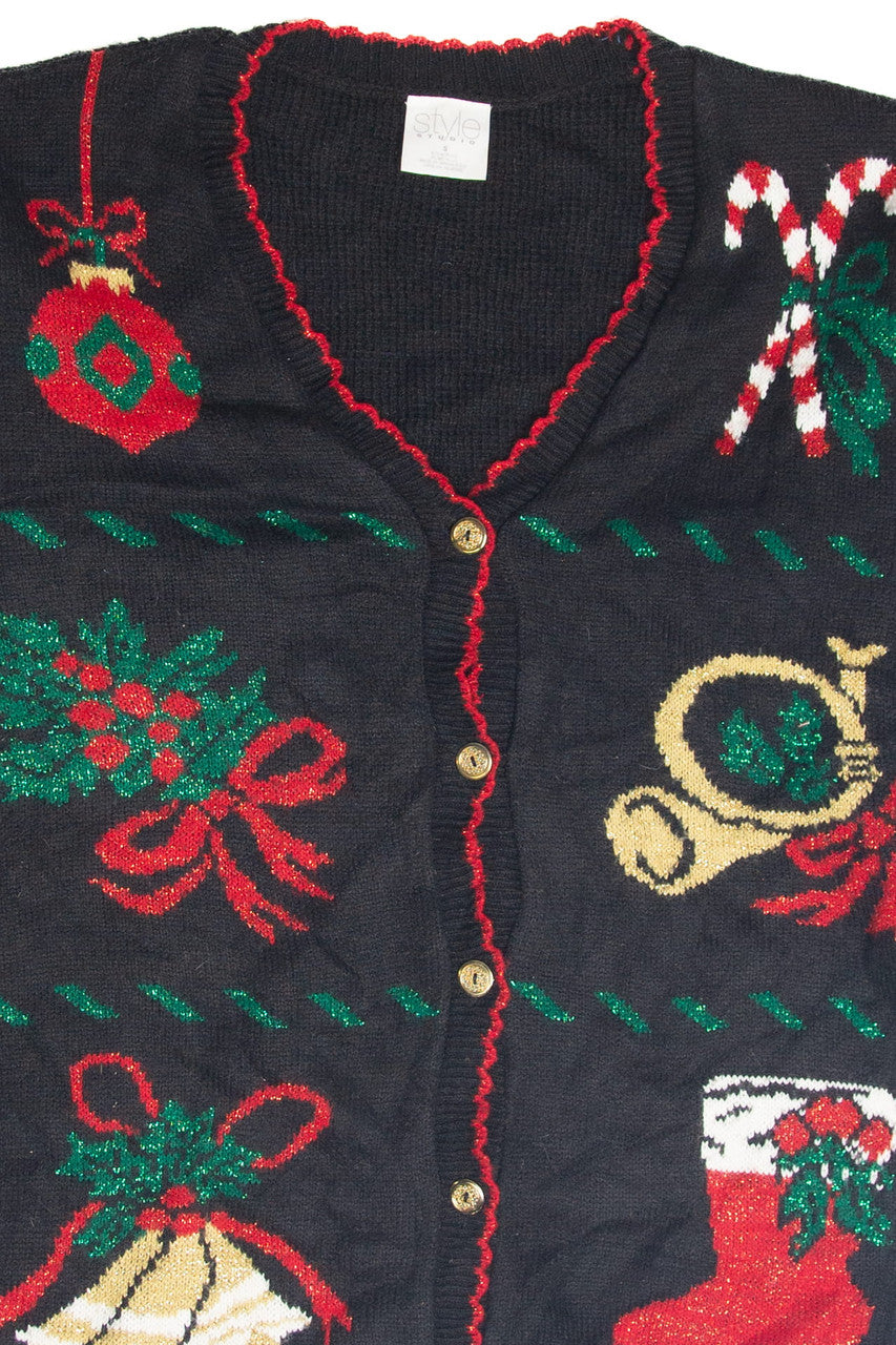 Vintage Black Ugly Christmas Cardigan 63355