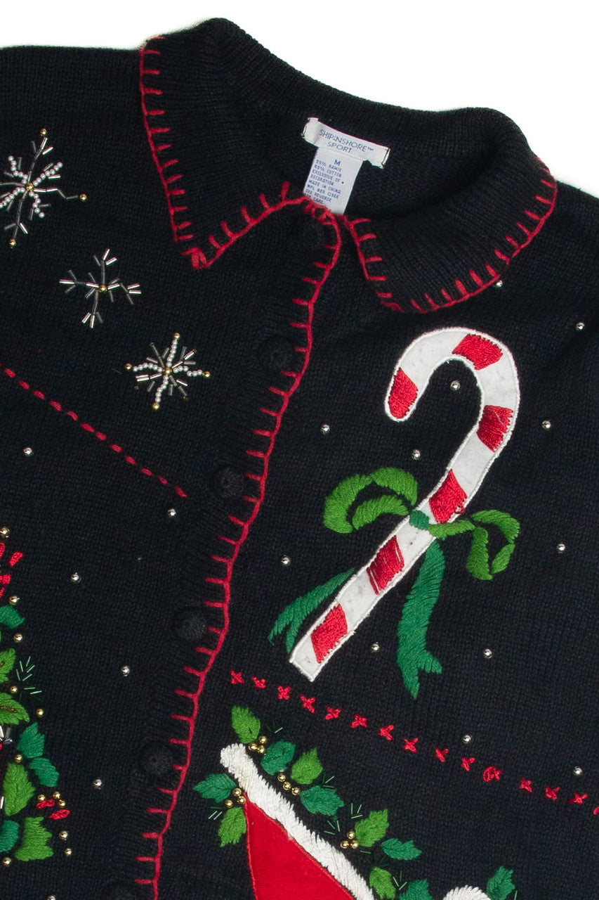 Vintage Black Ugly Christmas Cardigan 60952