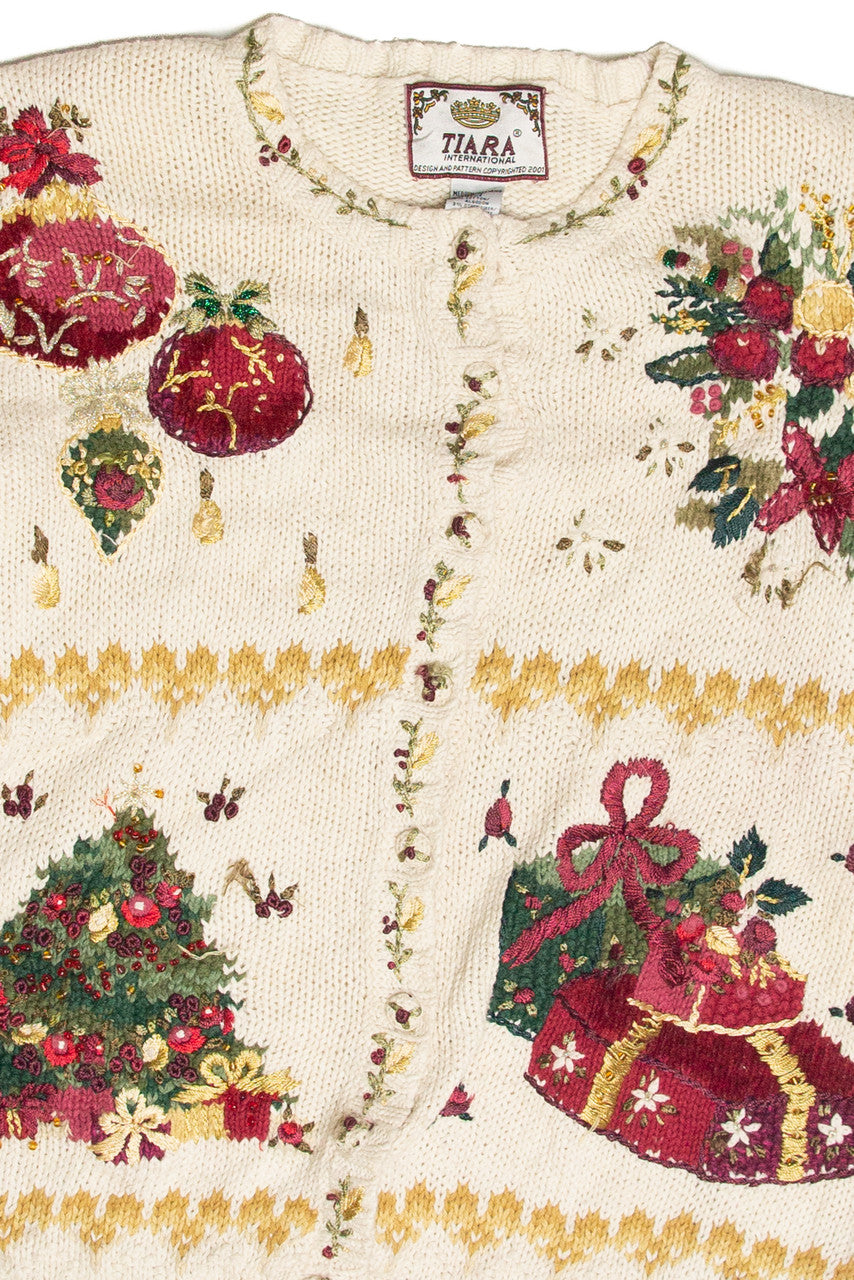 Vintage White Ugly Christmas Cardigan 63231