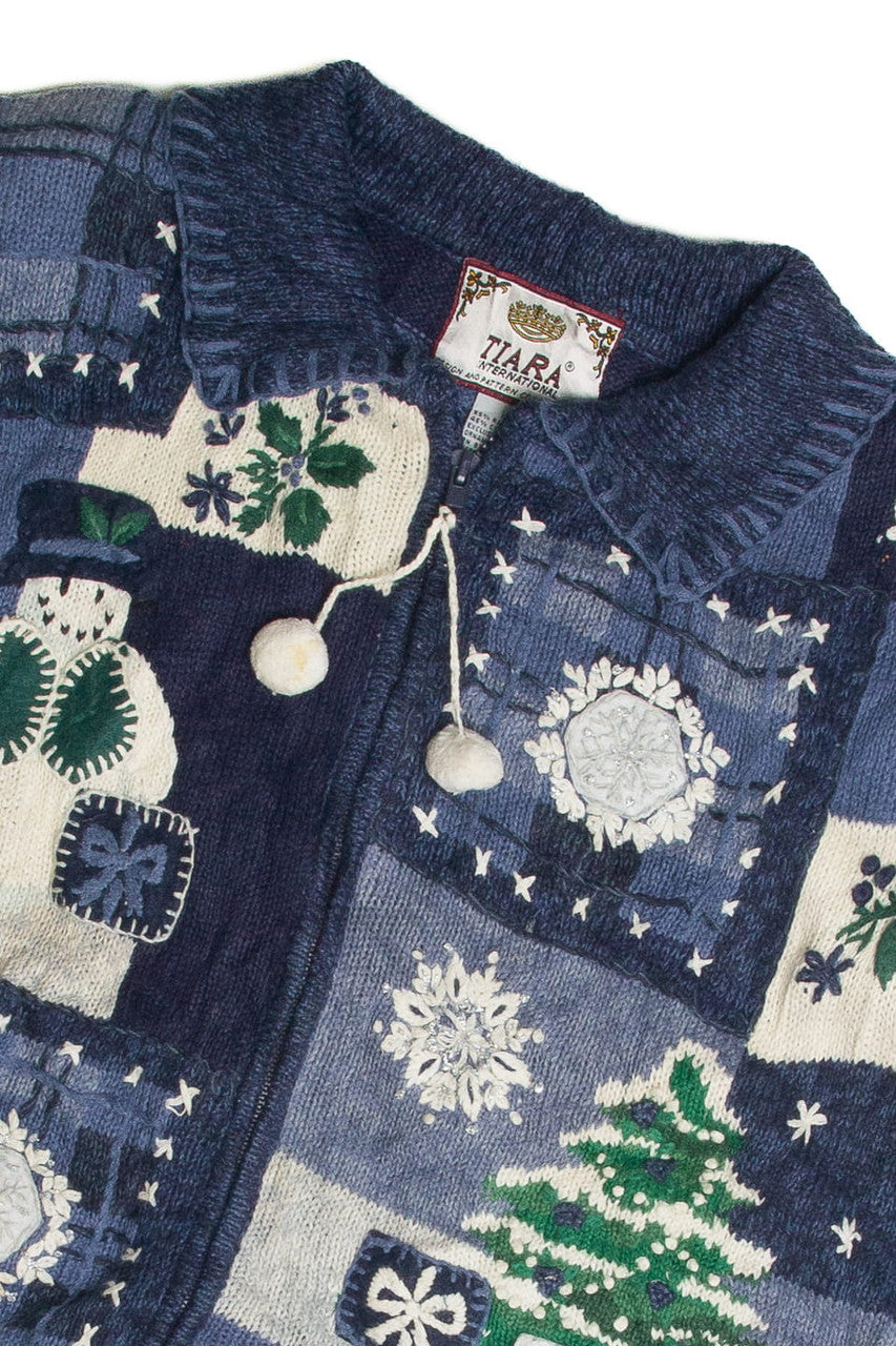 Vintage Blue Ugly Christmas Cardigan 59714