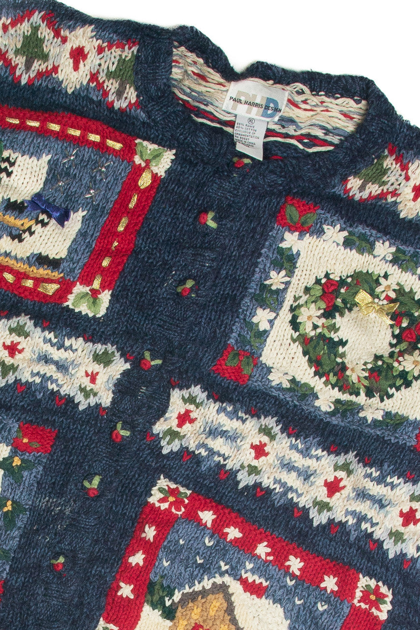 Vintage Blue Ugly Christmas Cardigan 59982