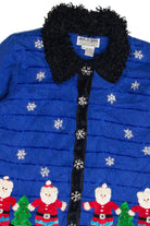Vintage Blue Ugly Christmas Cardigan 63370