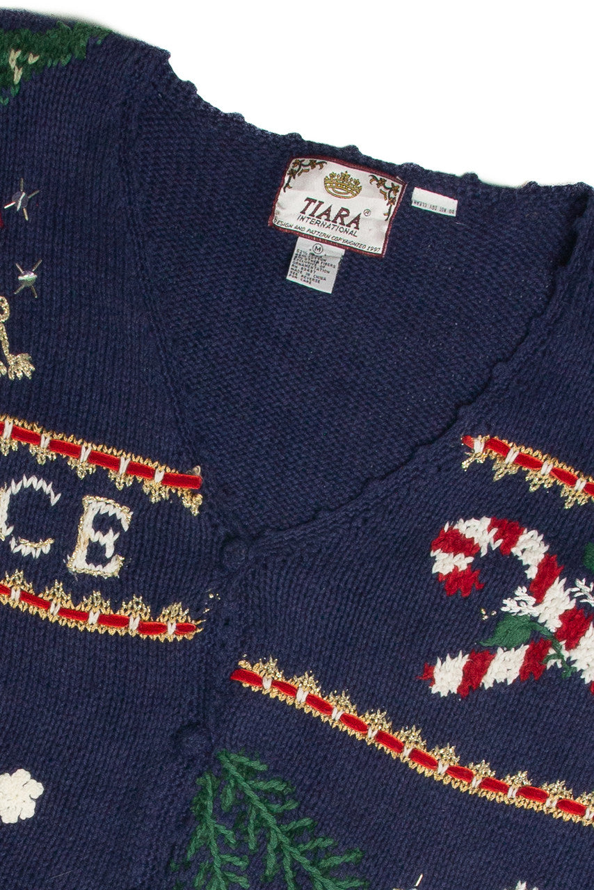 Vintage Blue Ugly Christmas Cardigan 59799