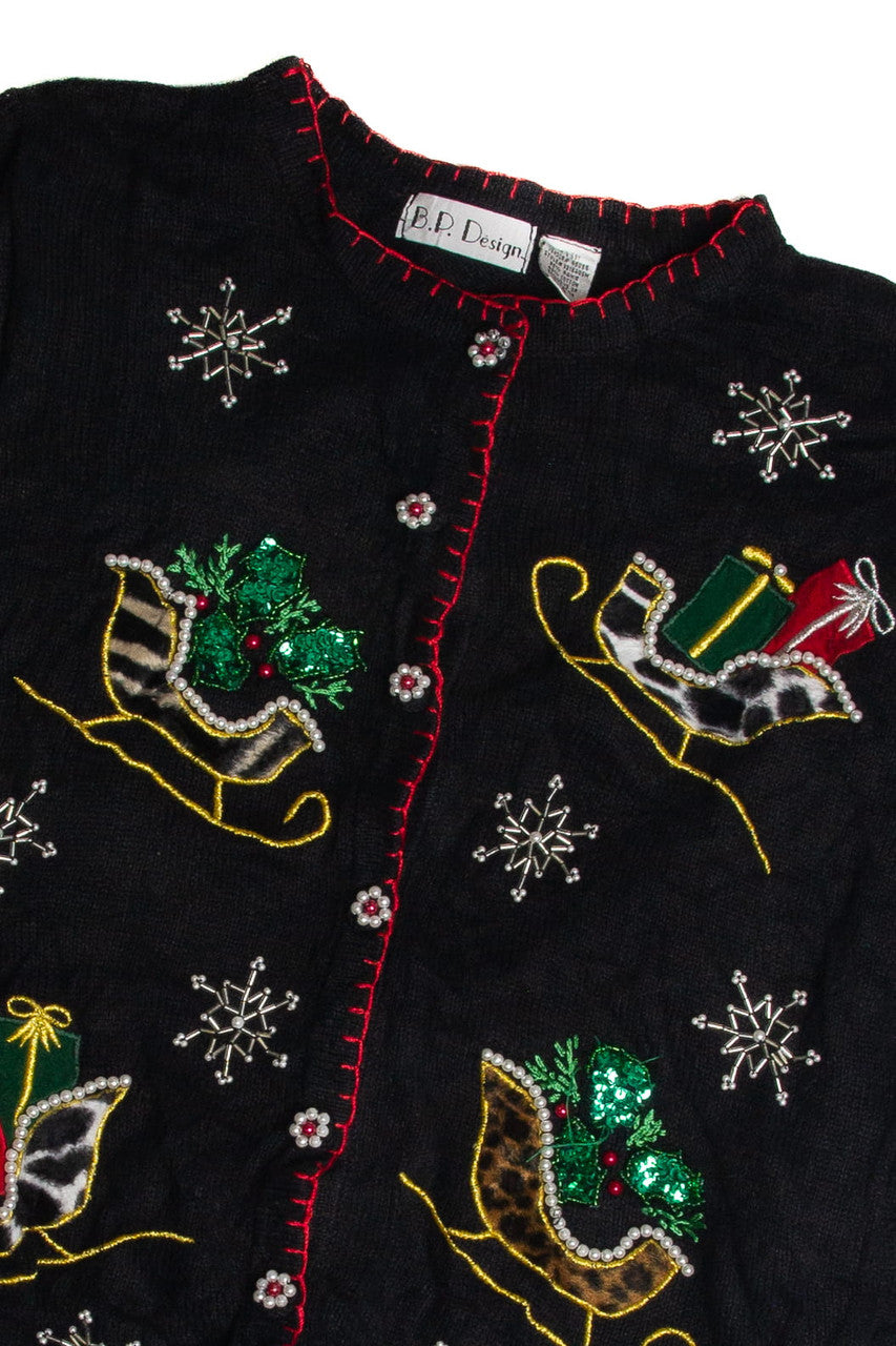 Vintage Black Ugly Christmas Cardigan 62789