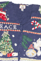 Vintage Blue Ugly Christmas Cardigan 63293